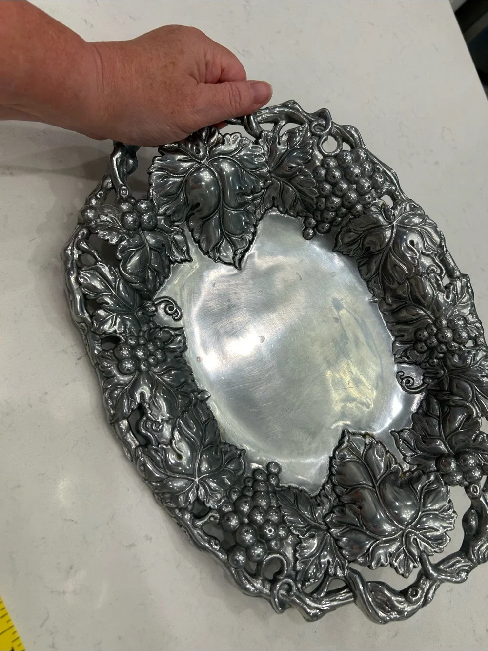 Arthur Court Silver-Tone Grape Motif Serving Tray